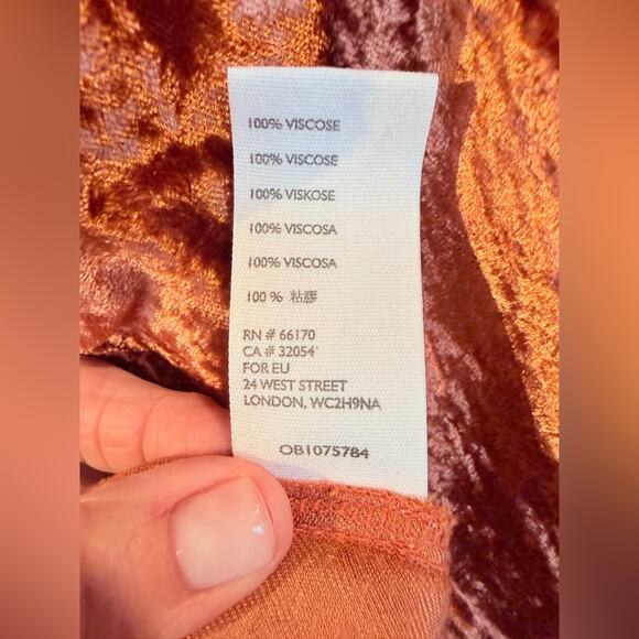 Free People Solid Serious Swagger Skirt Velvet Copper Midi Skirt - Large - Picture 8 of 8